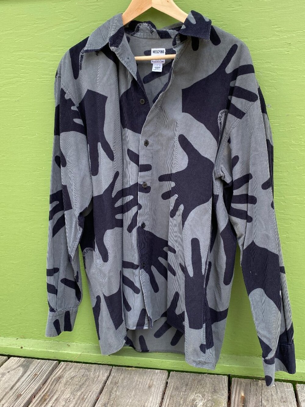 MENS Vintage 1990 Moschino Touched by Moschino Corduroy Hands Shirt - Size Large